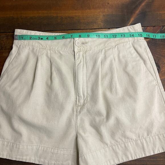 Joie Khaki Pleated Linen Cotton Blend Shorts Women's Size Small Summer Preppy - Picture 7 of 10